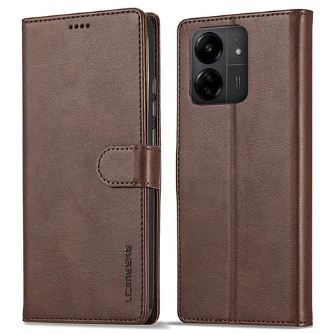 LC.IMEEKE For Xiaomi Redmi 13C 4G / 5G / 13R 5G / Poco M6 5G / Poco C65 4G Magnetic Phone Case Calf Texture Leather Wallet Cover