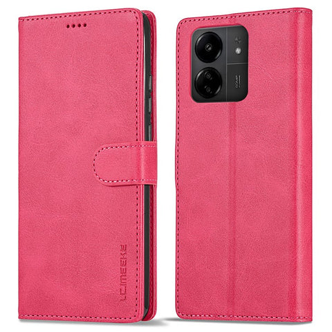 LC.IMEEKE For Xiaomi Redmi 13C 4G / 5G / 13R 5G / Poco M6 5G / Poco C65 4G Magnetic Phone Case Calf Texture Leather Wallet Cover