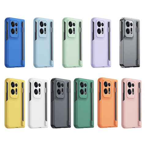 For Oppo Find N2 5G PC Phone Case Skin Touch Phone Cover with Tempered Glass Film / Stylus Pen
