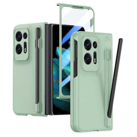 For Oppo Find N2 5G PC Phone Case Skin Touch Phone Cover with Tempered Glass Film / Stylus Pen