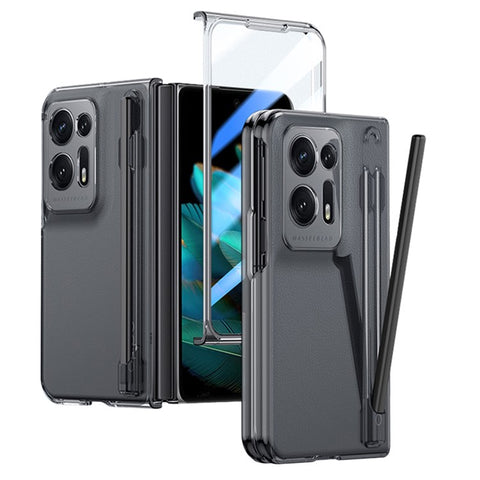 For Oppo Find N2 5G PC Phone Case Skin Touch Phone Cover with Tempered Glass Film / Stylus Pen
