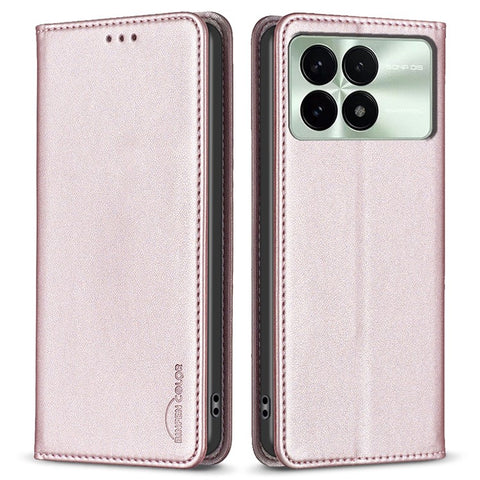 BINFEN COLOR BF18 For Xiaomi Redmi K70E 5G / Poco X6 Pro 5G Leather Cover with 3 Card Slots Stand Phone Case