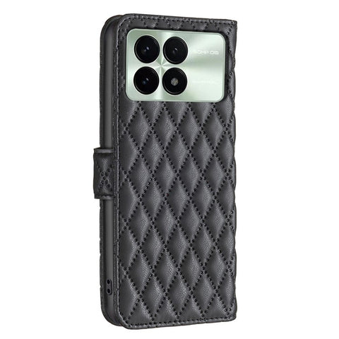 BINFEN COLOR BF Style-14 For Xiaomi Poco F6 Pro 5G / Redmi K70 5G / K70 Pro 5G Leather Case Rhombus Grid Cover Wallet Stand