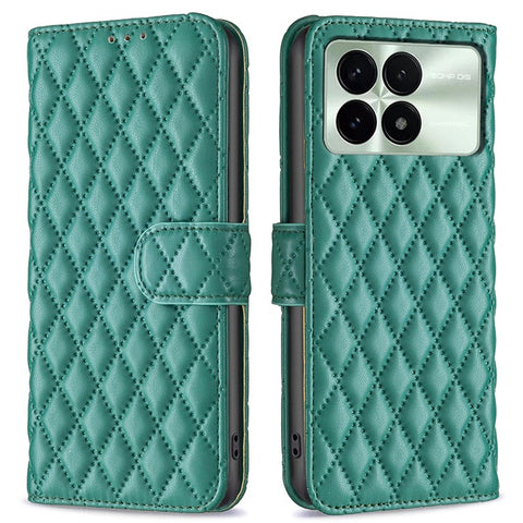 BINFEN COLOR BF Style-14 For Xiaomi Poco F6 Pro 5G / Redmi K70 5G / K70 Pro 5G Leather Case Rhombus Grid Cover Wallet Stand