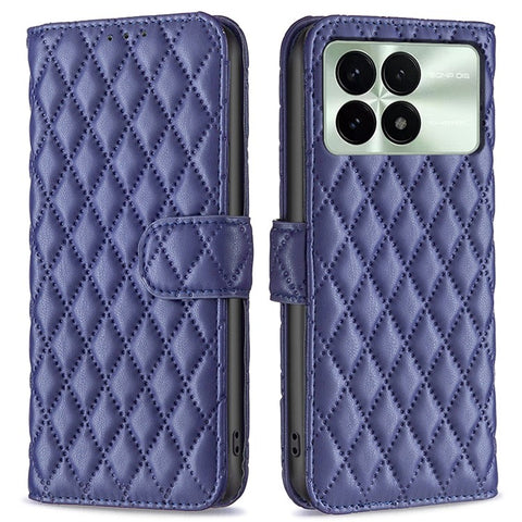 BINFEN COLOR BF Style-14 For Xiaomi Poco F6 Pro 5G / Redmi K70 5G / K70 Pro 5G Leather Case Rhombus Grid Cover Wallet Stand
