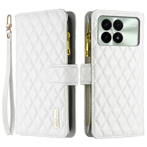 BINFEN COLOR BF Style-15 For Xiaomi Poco F6 Pro 5G / Redmi K70 5G / K70 Pro 5G Leather Case Phone Flip Cover with Zipper Wallet