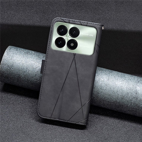 BINFEN COLOR For Xiaomi Poco F6 Pro 5G / Redmi K70 5G / K70 Pro 5G Phone Cases Wallet Stand Geometry Imprint Leather Cover