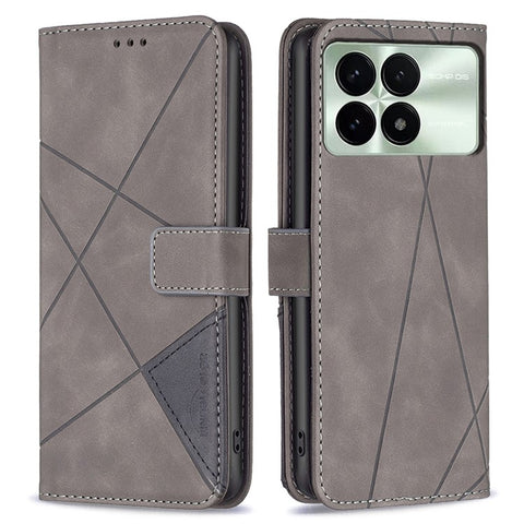 BINFEN COLOR For Xiaomi Poco F6 Pro 5G / Redmi K70 5G / K70 Pro 5G Phone Cases Wallet Stand Geometry Imprint Leather Cover