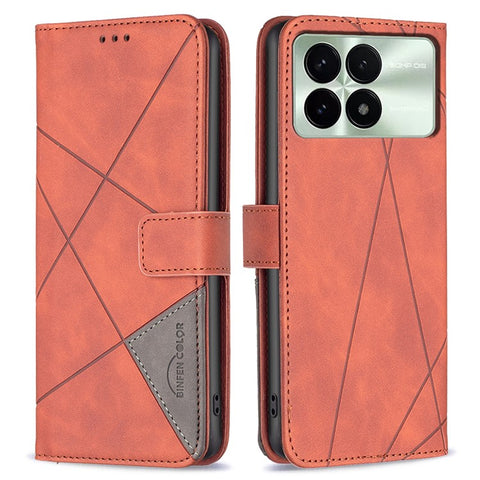BINFEN COLOR For Xiaomi Poco F6 Pro 5G / Redmi K70 5G / K70 Pro 5G Phone Cases Wallet Stand Geometry Imprint Leather Cover