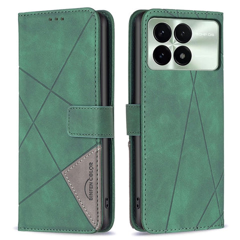 BINFEN COLOR For Xiaomi Poco F6 Pro 5G / Redmi K70 5G / K70 Pro 5G Phone Cases Wallet Stand Geometry Imprint Leather Cover
