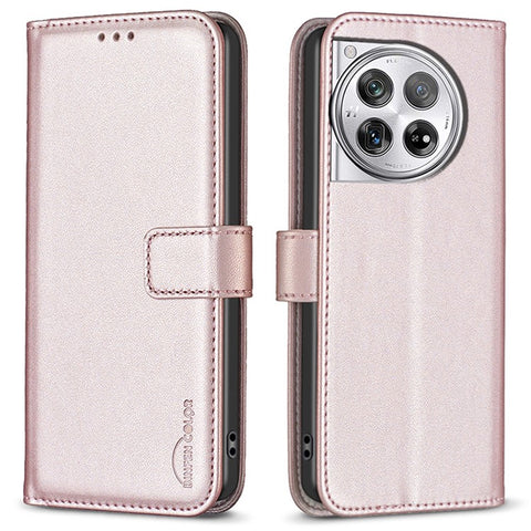 BINFEN COLOR BF17 For OnePlus 12 5G Leather Wallet Case Imprint Full Protection Cover Stand