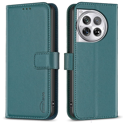 BINFEN COLOR BF17 For OnePlus 12 5G Leather Wallet Case Imprint Full Protection Cover Stand