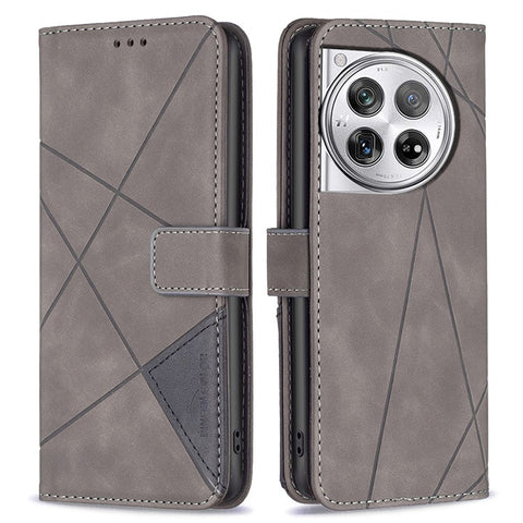 BINFEN COLOR For OnePlus 12 5G Phone Cases Wallet Stand Geometry Imprint Leather Cover