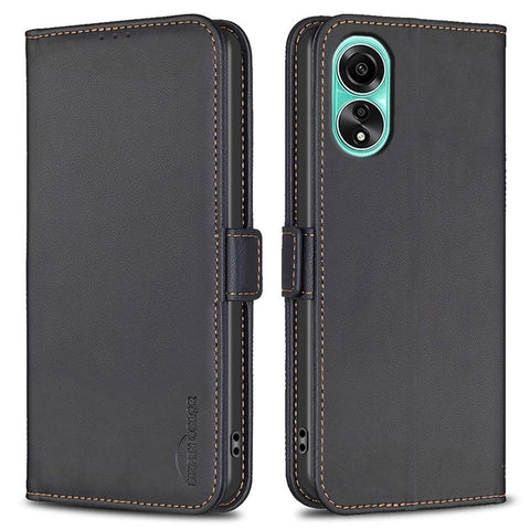 BINFEN COLOR BF31 For Oppo A78 4G Case with Wallet Stand PU Leather Flip Phone Cover