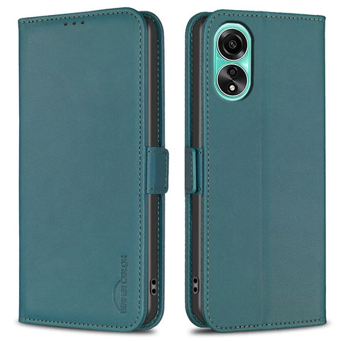 BINFEN COLOR BF31 For Oppo A78 4G Case with Wallet Stand PU Leather Flip Phone Cover