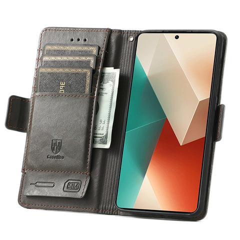 For Xiaomi Redmi Note 13 5G Phone Cases CASENEO PU Leather Cover Stand with RFID Blocking Wallet