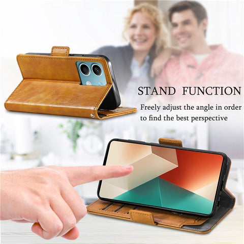 For Xiaomi Redmi Note 13 5G Phone Cases CASENEO PU Leather Cover Stand with RFID Blocking Wallet
