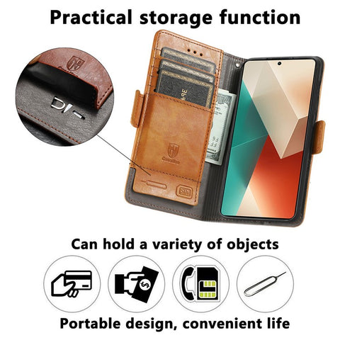 For Xiaomi Redmi Note 13 5G Phone Cases CASENEO PU Leather Cover Stand with RFID Blocking Wallet