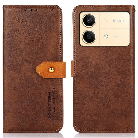 KHAZNEH For Xiaomi Redmi Note 13R Pro 5G Leather Case Wallet Cover Cowhide Texture