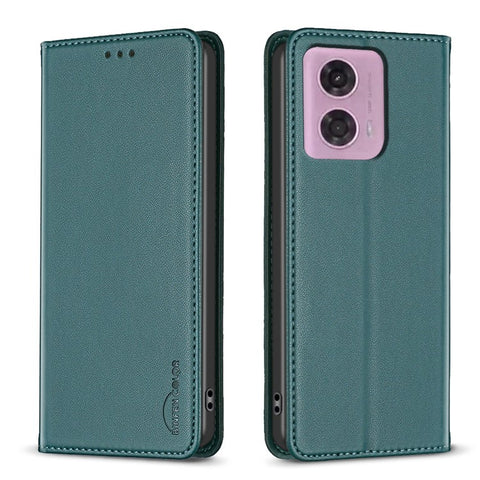 BINFEN COLOR BF18 For Motorola Moto E14 4G / G04 4G / G04s 4G / G24 4G Leather Case Stand Phone Cover Card Slots