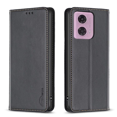 BINFEN COLOR BF18 For Motorola Moto E14 4G / G04 4G / G04s 4G / G24 4G Leather Case Stand Phone Cover Card Slots