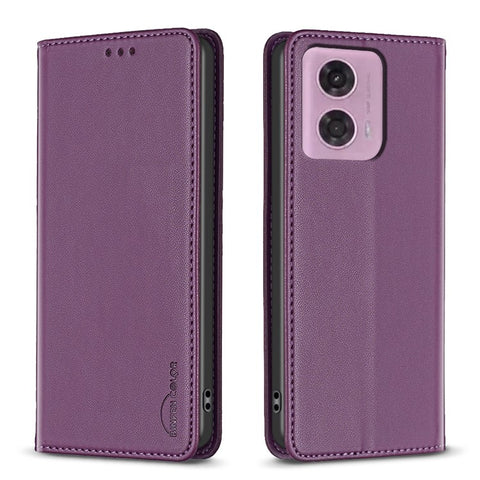 BINFEN COLOR BF18 For Motorola Moto E14 4G / G04 4G / G04s 4G / G24 4G Leather Case Stand Phone Cover Card Slots