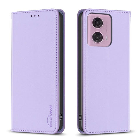BINFEN COLOR BF18 For Motorola Moto E14 4G / G04 4G / G04s 4G / G24 4G Leather Case Stand Phone Cover Card Slots