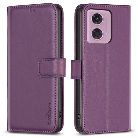 BINFEN COLOR BF17 For Motorola Moto E14 4G / G04 4G / G04s 4G / G24 4G Leather Case Drop-Proof Phone Cover
