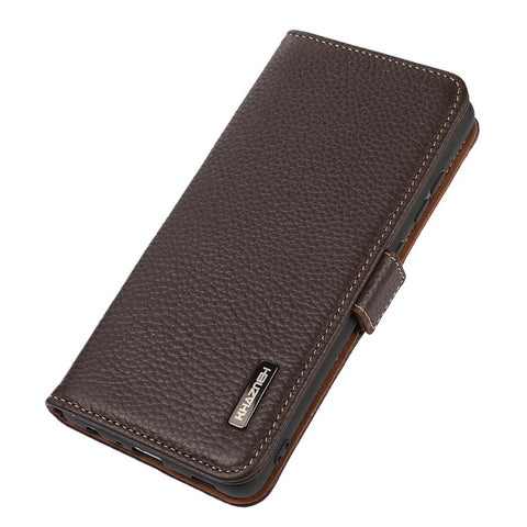 KHAZNEH For Xiaomi Redmi Note 13R Pro 5G Genuine Cow Leather Case RFID Blocking Protection Phone Cover