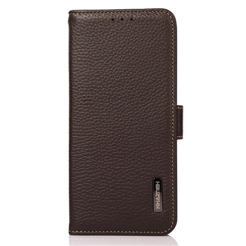 KHAZNEH For Xiaomi Redmi Note 13R Pro 5G Genuine Cow Leather Case RFID Blocking Protection Phone Cover