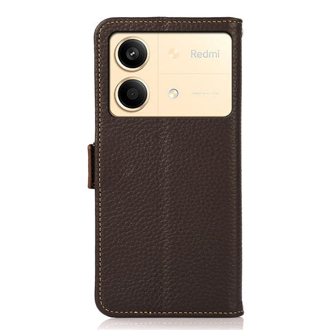KHAZNEH For Xiaomi Redmi Note 13R Pro 5G Genuine Cow Leather Case RFID Blocking Protection Phone Cover