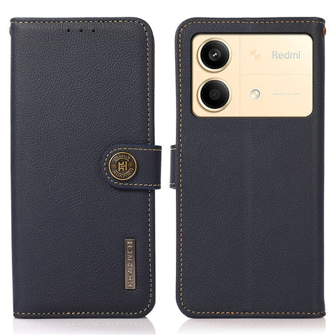 KHAZNEH For Xiaomi Redmi Note 13R Pro 5G Genuine Cow Leather Phone Case RFID Blocking Card Slots Cover