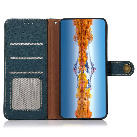KHAZNEH For Xiaomi Redmi Note 13R Pro 5G Genuine Cow Leather Phone Case RFID Blocking Card Slots Cover