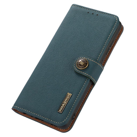 KHAZNEH For Xiaomi Redmi Note 13R Pro 5G Genuine Cow Leather Phone Case RFID Blocking Card Slots Cover
