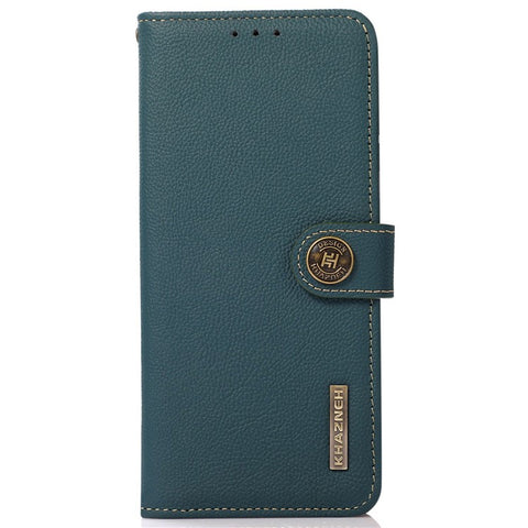 KHAZNEH For Xiaomi Redmi Note 13R Pro 5G Genuine Cow Leather Phone Case RFID Blocking Card Slots Cover