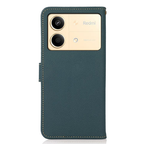 KHAZNEH For Xiaomi Redmi Note 13R Pro 5G Genuine Cow Leather Phone Case RFID Blocking Card Slots Cover