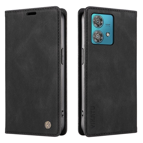 YIKATU YK-004 For Motorola Edge 40 Neo 5G Magnetic Case Skin-touch Leather Stand Wallet Phone Cover