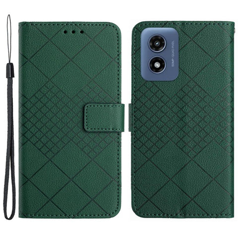 HT06 For Motorola Moto G Play 5G (2024) / Moto G 5G (2024) Leather Case Phone Wallet Cover Rhombus