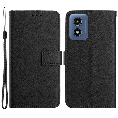 HT06 For Motorola Moto G Play 5G (2024) / Moto G 5G (2024) Leather Case Phone Wallet Cover Rhombus