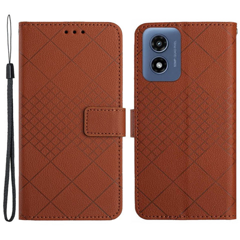 HT06 For Motorola Moto G Play 5G (2024) / Moto G 5G (2024) Leather Case Phone Wallet Cover Rhombus