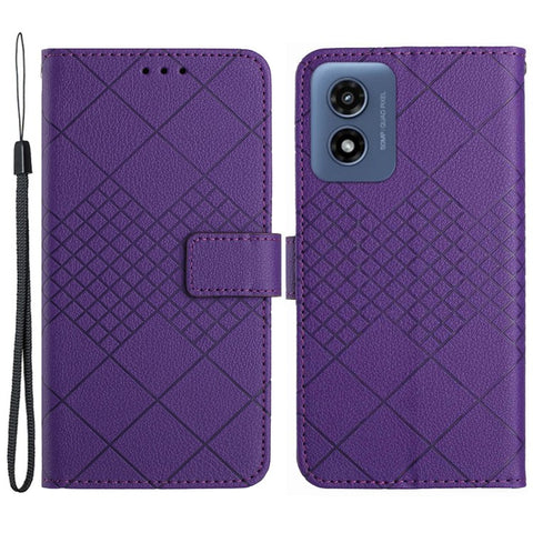 HT06 For Motorola Moto G Play 5G (2024) / Moto G 5G (2024) Leather Case Phone Wallet Cover Rhombus