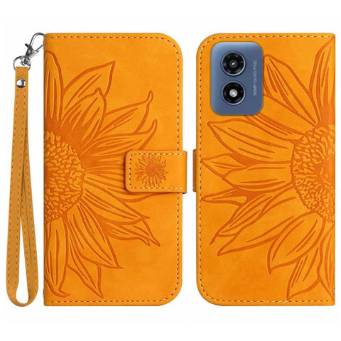 HT04 For Motorola Moto G Play 5G (2024) / Moto G 5G (2024) Leather Phone Case with Wrist Strap