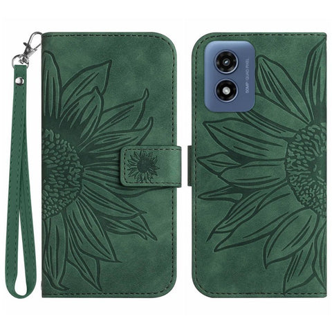 HT04 For Motorola Moto G Play 5G (2024) / Moto G 5G (2024) Leather Phone Case with Wrist Strap
