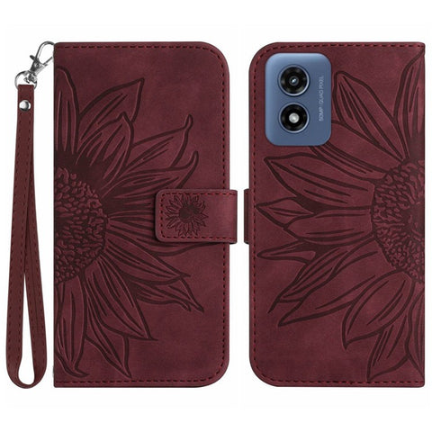 HT04 For Motorola Moto G Play 5G (2024) / Moto G 5G (2024) Leather Phone Case with Wrist Strap