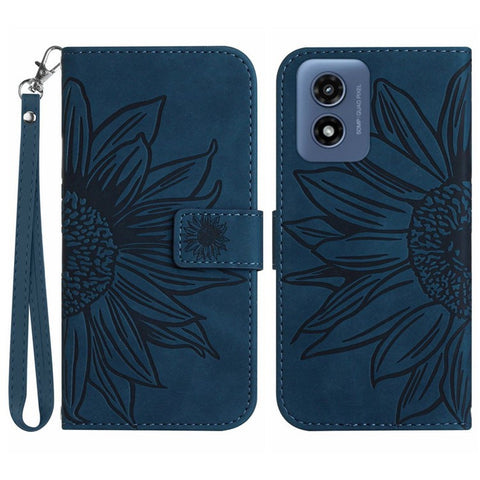 HT04 For Motorola Moto G Play 5G (2024) / Moto G 5G (2024) Leather Phone Case with Wrist Strap