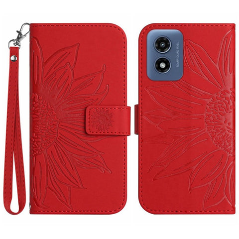 HT04 For Motorola Moto G Play 5G (2024) / Moto G 5G (2024) Leather Phone Case with Wrist Strap