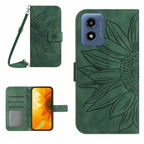 HT04 For Motorola Moto G Play 5G (2024) / Moto G 5G (2024) Leather Case with Shoulder Strap Phone Wallet