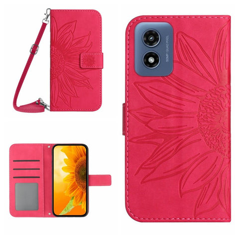 HT04 For Motorola Moto G Play 5G (2024) / Moto G 5G (2024) Leather Case with Shoulder Strap Phone Wallet
