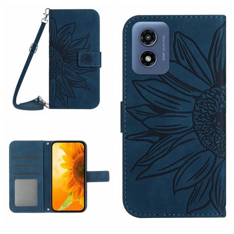 HT04 For Motorola Moto G Play 5G (2024) / Moto G 5G (2024) Leather Case with Shoulder Strap Phone Wallet