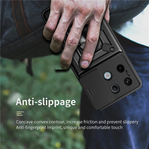 For Xiaomi Redmi Note 13 Pro 5G / Poco X6 5G Case Kickstand Slide Lens Window Phone Cover
